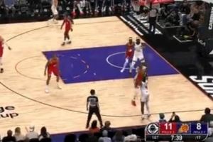 玩这么帅!杰伦·格林佯装突破 运球回拉撤步三分一气呵成